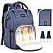 Fasciatoio Borsa Del Pannolino Del Bambino Sacchetto Del Pannolino Zaino Sacchetti Di Maternit Con I Pc 1 Cambio Dei Pannolini Pad E 2 Passeggino Cinghie Impermeabile Grande Capacit Di Mamma E Pap (blu) - Foto miniatura 1