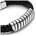 Bracciale in Pelle per Uomo ""Helix"" 20cm Argento - Foto miniatura 3