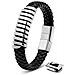 Bracciale in Pelle per Uomo ""Helix"" 20cm Argento - Foto miniatura 4