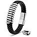 Bracciale in Pelle per Uomo ""Helix"" 20cm Argento - Foto miniatura 1