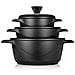 Mgk-18s Batteria Da Cucina Induzione Set Pentole 6 Pezzi Alluminio Fuso, Coperchi Vetro Nero - Foto miniatura 1
