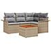 Set divano da giardino 5 pezzi con cuscini beige in polyrattan acacia - Foto miniatura 1