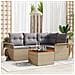 Set divano da giardino 5 pezzi con cuscini beige in polyrattan acacia - Foto miniatura 2