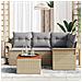 Set divano da giardino 5 pezzi con cuscini beige in polyrattan acacia - Foto miniatura 3