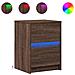 Comodino con Luci LED Rovere Marrone in Legno Multistrato - Foto miniatura 1