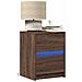 Comodino con Luci LED Rovere Marrone in Legno Multistrato - Foto miniatura 2