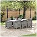 Set da Pranzo per Giardino 9 pcs Grigio chiaro Rattan Polt - Foto miniatura 2
