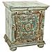 Comodino In Legno Intagliato Verde 50x40x59 - Foto miniatura 1