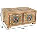 Portagioie In Legno Dipinto A Mano Con 2 Cassetti Marroni 23x14x10h - Foto miniatura 5