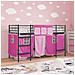 Struttura del Letto Loft per Bambini con Tendine Nero e rosa - Foto miniatura 3