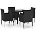 Set da Pranzo da Giardino 5 pz in Polyrattan Nero - Foto miniatura 1