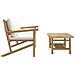 Set Salotto Da Giardino 2pz Con Cuscini Bianco Crema In Bambù - Foto miniatura 3