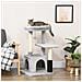 Albero Tiragraffi Per Gatti Multilivello Con Lettino E Casetta, Rivestimento In Peluche, Grigio - Foto miniatura 4