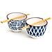 Set 2 boli Seta assortiti in porcellana avorio decorata blu cm 13x10h - Foto miniatura 1