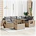 Set Divano da Giardino 6 pz con Cuscini Beige in Polyrattan - Foto miniatura 2