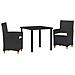 Set da Pranzo per Giardino 3 pcs Nero polyrattan - Foto miniatura 1