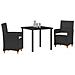Set da Pranzo per Giardino 3 pcs Nero polyrattan - Foto miniatura 3