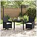 Set da Pranzo per Giardino 3 pcs Nero polyrattan - Foto miniatura 4