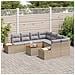Set Divano da Giardino con cuscino 9 pcs Beige Poly Rattan - Foto miniatura 3