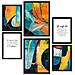 Set Di 6 Stampe Colori Astratti, Giallo, Arancione, Blu, Forme Incorniciate Con Illustrazioni Di Design Per La Casa, Negozio, Pittura A3 & A4 Cornice Nera - Foto miniatura 1