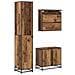 Set di mobili per il bagno con lo scaffale 3 pcs Legno vecchio - Foto miniatura 9