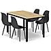 Set da tavolo ROVA con 4 sedie WAT nere - Rovere moderno e gambe nere - Foto miniatura 1