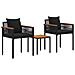 Set di Mobili da Esterno con cuscino 3 pcs Nero Rattan in PE - Foto miniatura 1