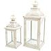 2 Portacandela Lanterne Metallo Vetro Bianco Shabby 50x19x19 - Foto miniatura 1