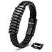 Bracciale in Pelle per Uomo, ""Helix"", 23cm, Nero - Foto miniatura 1