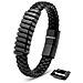 Bracciale in Pelle per Uomo, ""Helix"", 23cm, Nero - Foto miniatura 14