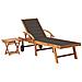 Lettino Prendisole con Tavolo e Cuscino in Massello di Teak - Foto miniatura 1