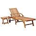 Lettino Prendisole con Tavolo e Cuscino in Massello di Teak - Foto miniatura 6