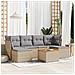Set Divani da Giardino 7 pz con Cuscini Beige in Polyrattan - Foto miniatura 2