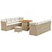 Set da Giardino  di 11 pezzi con Cuscini Beige Polyrattan Acacia, Set da Pranzo da Giardino  di 3 pezzi con Cuscini Beige Polyrattan Acacia - Foto miniatura 1