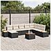Set Divano da Giardino da 9 Pezzi con Cuscini Nero in Rattan Acacia - Foto miniatura 2