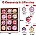 Palline Di Natale 12 Pezzi In 5 Finiture Rosso Rosa Oro 6 Cm - Foto miniatura 4