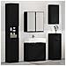 Set di Armadi da Bagno 3 pcs Rovere Nero Legno multistrato - Foto miniatura 4
