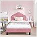 Struttura letto bambini con testata Rosa 90 x 200 cm Velluto - Foto miniatura 3