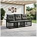 Set di divani da esterno 3 pcs Nero e Grigio scuro Poliestere - Foto miniatura 2