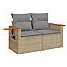 Divano Da Giardino Con Cuscini A 2 Posti Beige In Polyrattan - Foto miniatura 7