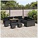 Set da giardino  di 14 pezzi con cuscini neri in polyrattan e acacia, Divano da giardino  per 2 persone con cuscini neri in polyrattan, Set pranzo da giardino  di 4 pezzi con cuscini neri in polyrattan e acacia - Foto miniatura 3