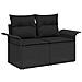 Set da giardino  di 14 pezzi con cuscini neri in polyrattan e acacia, Divano da giardino  per 2 persone con cuscini neri in polyrattan, Set pranzo da giardino  di 4 pezzi con cuscini neri in polyrattan e acacia - Foto miniatura 6