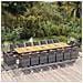 Set da Pranzo per Giardino 19 pz con Cuscini Polyrattan Grigio - Foto miniatura 2