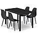 Set da tavolo ROVA con 4 sedie WAT - Nero /Gambe nere - Foto miniatura 1