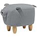 Pouf In Tessuto Grigio Chiaro Piggy - Foto miniatura 12