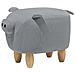 Pouf In Tessuto Grigio Chiaro Piggy - Foto miniatura 1