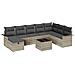 Set Divano da Giardino 9 Pezzi con Cuscini Grigio Chiaro Polyrattan - Foto miniatura 1