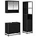 Set di mobili per il bagno 3 pcs Rovere Nero Legno multistrato - Foto miniatura 1