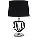 Lampada Da Tavolo Darky Silver Piccola In Ferro Nero E Argento Con Paralume In Tessuto - Foto miniatura 1