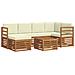 Set divani 7 pcs Naturale e Crema Legno di Acacia Massello - Foto miniatura 1